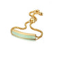 Gold bracelet with a light green bar on a white background