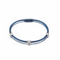 Blue braided bracelet with silver clasp on a white background