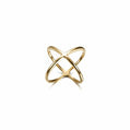Gold ring with a unique design on a white background