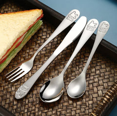 Children's Stainless Steel Cartoon Utensil Set