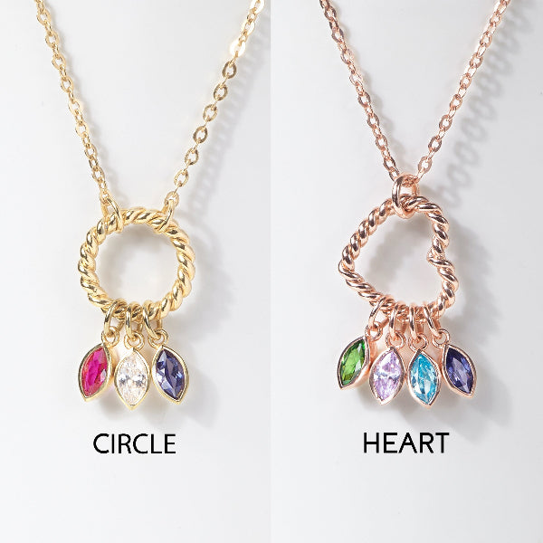Rose gold circle birthstone necklace, gift-ready keepsake for mom