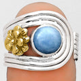 Two-Tone Flower Natural Angelite Ring