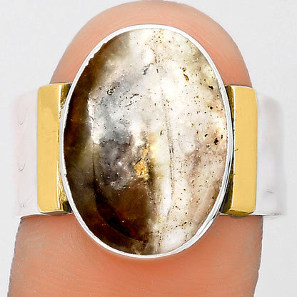 Two-Tone Natural Australian Prehnite Ring
