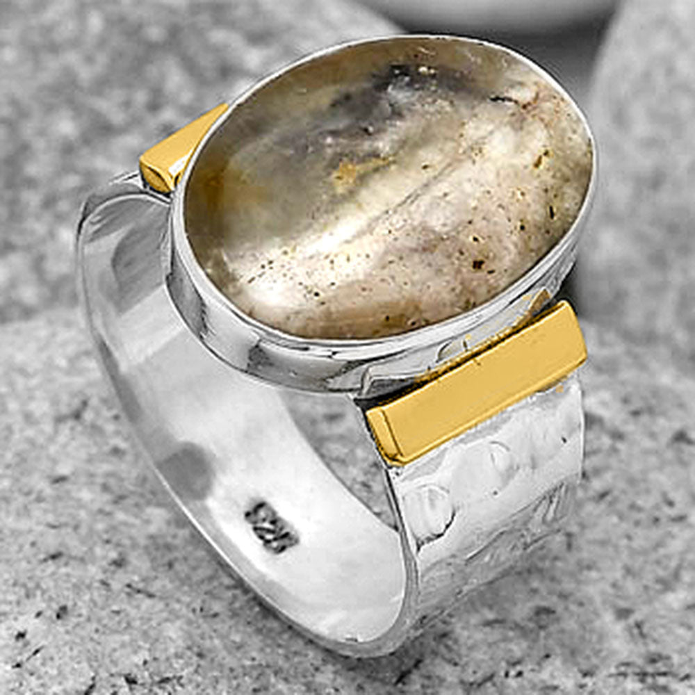 Two-Tone Natural Australian Prehnite Ring