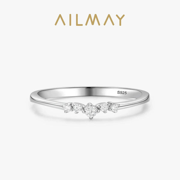 Ailmay New Arrival Simple Cubic Zirconia Fashion Charm 925 Sterling Silver Stackable Rings - Odds & Ends Novelties