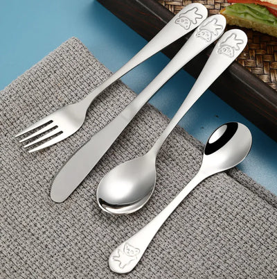 Children's Stainless Steel Cartoon Utensil Set