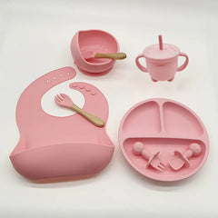 8-Piece Baby Silicone Feeding Set with Plates and Utensils