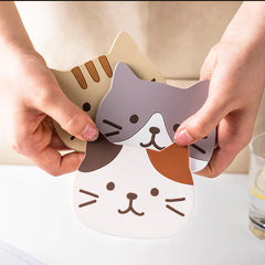 Cute Cat Silicone Coasters with Dog Expressions