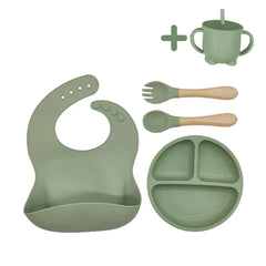 8-Piece Baby Silicone Feeding Set with Plates and Utensils