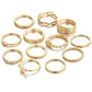Set of gold rings on a white background