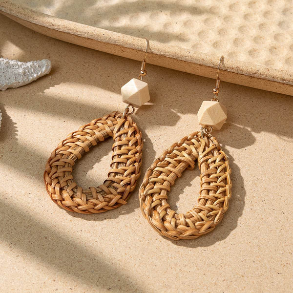 Vintage Wood Drop Shape Earrings - Odds & Ends Novelties
