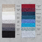 Color swatches of various fabrics on a gray background