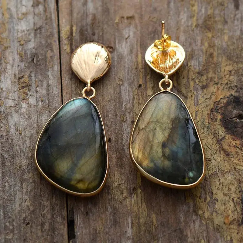 Handmade Boho Labradorite Drop Earrings