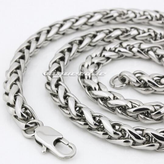 Silver chain necklace on a white background