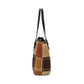 Plaid handbag with black strap on a white background