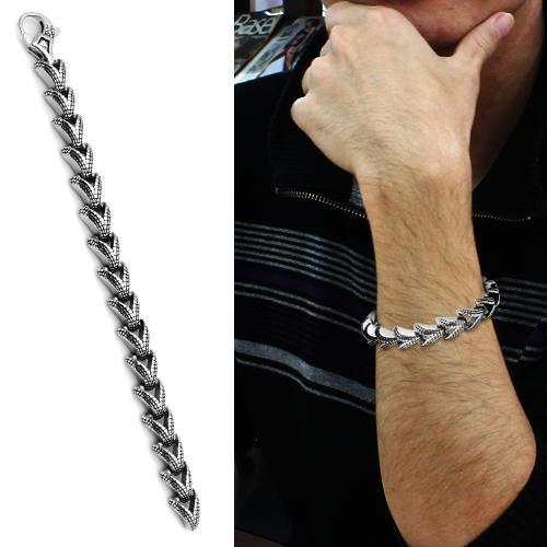 Modern-Minimalist Stainless Steel Textured Link Bracelet