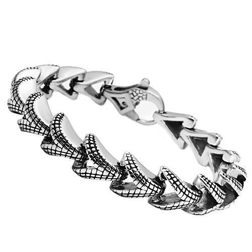 Modern-Minimalist Stainless Steel Textured Link Bracelet