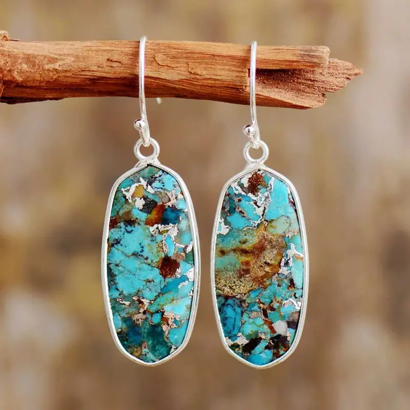Turquoise Stone Classic Dangle Earrings