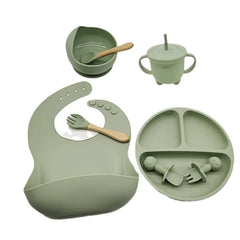 8-Piece Baby Silicone Feeding Set with Plates and Utensils